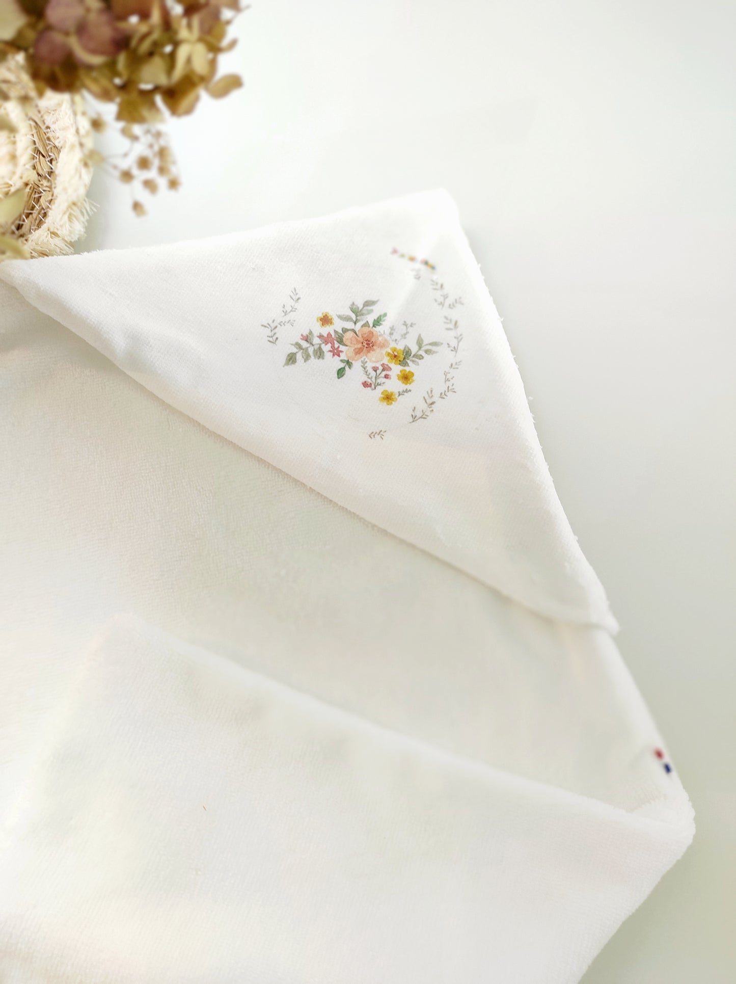 Cape de bain- motif fleurs aquarelle