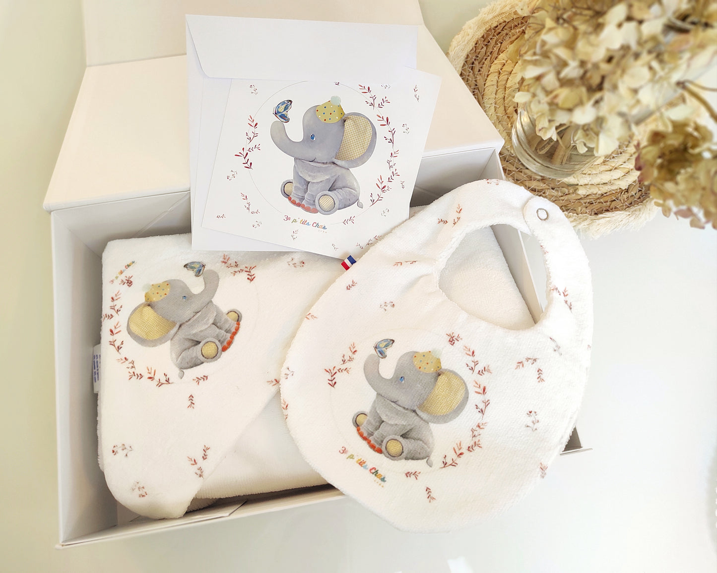 Coffret cadeau naissance- motif éléphant