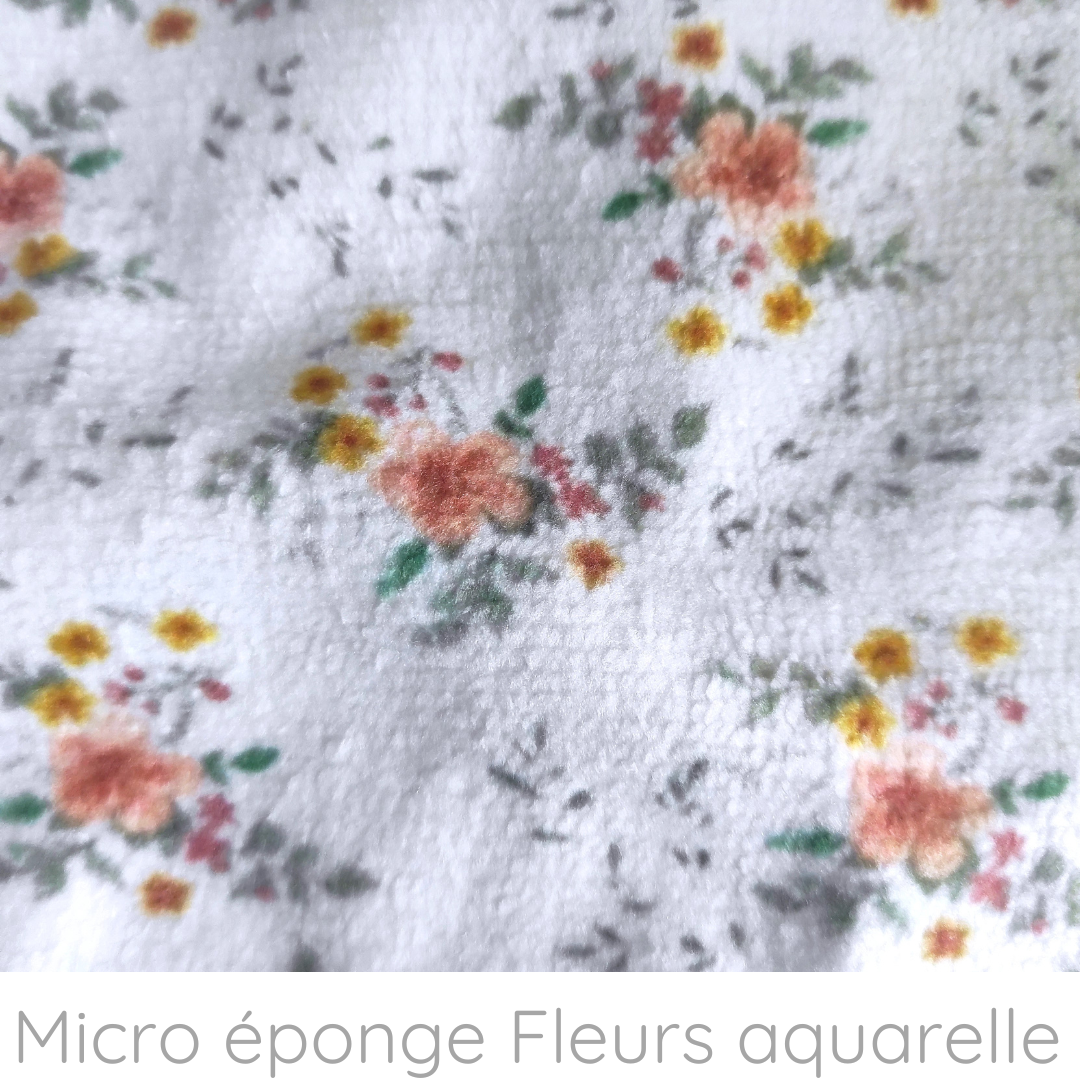 Tissu exclusif unique fleurs aquarelle micro éponge de bambou